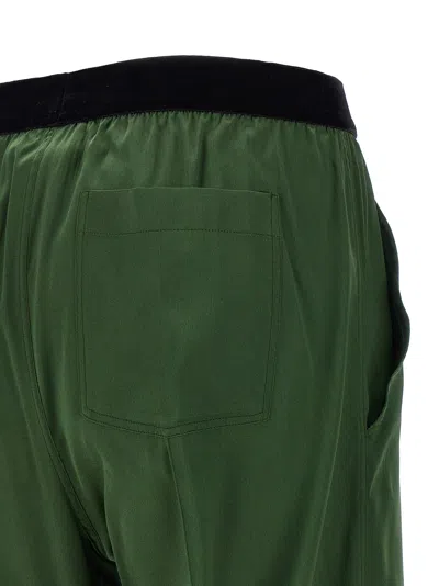 Tom Ford Green Pants With Elastic Waist With Logo Lettering In Silk Stretch Woman