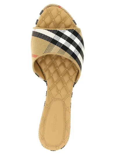 Burberry Sloane Slides Check Pattern Flat Sole Open Toe In Pattern