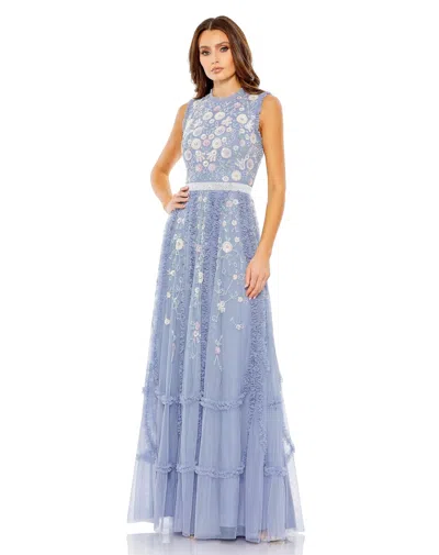 Mac Duggal 9137 Long Sleeveless Formal Ruffle Gown In Multi