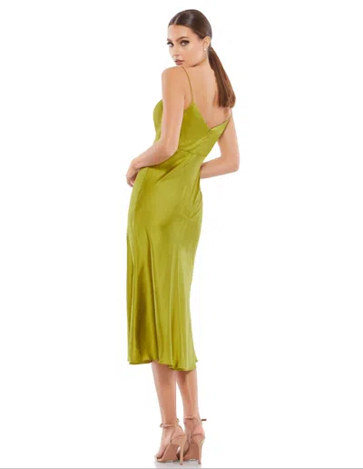 Mac Duggal Spaghetti Strap Charmeuse Slip Dress In Apple Green