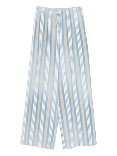 Ermanno Scervino Striped Wide Leg Trousers Featuring Side Pockets In Multi