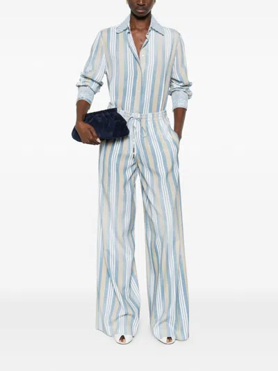 Ermanno Scervino Striped Wide Leg Trousers Featuring Side Pockets In Multi