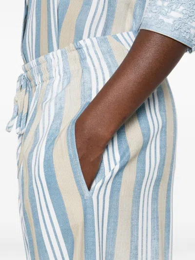 Ermanno Scervino Striped Wide Leg Trousers Featuring Side Pockets In Multi