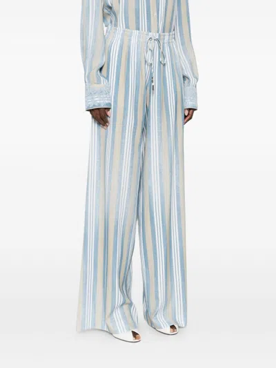 Ermanno Scervino Striped Wide Leg Trousers Featuring Side Pockets In Multi