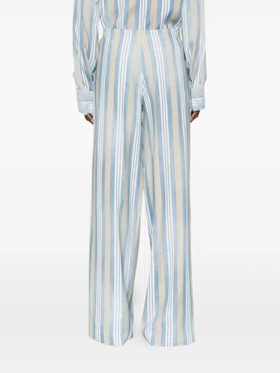 Ermanno Scervino Striped Wide Leg Trousers Featuring Side Pockets In Multi