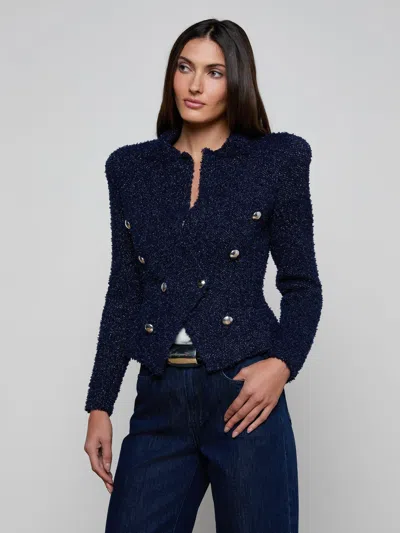 L'agence Bethany Knit Blazer In Blue
