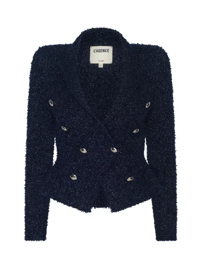 L'agence Bethany Knit Blazer In Blue