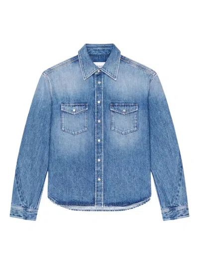 Givenchy Couture Seam Shirt In Shadow Washed Denim In Blue