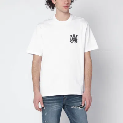 Amiri Men White Crewneck T-shirt With Logo Print On The Front And Logo Lettering On The Rear In Cott In Multi