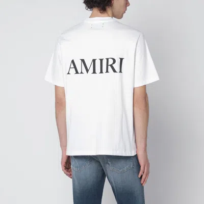 Amiri Men White Crewneck T-shirt With Logo Print On The Front And Logo Lettering On The Rear In Cott In Multi