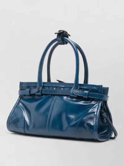 Prada Bonnie Leather Mini Tote Bag Top Handle In Blue