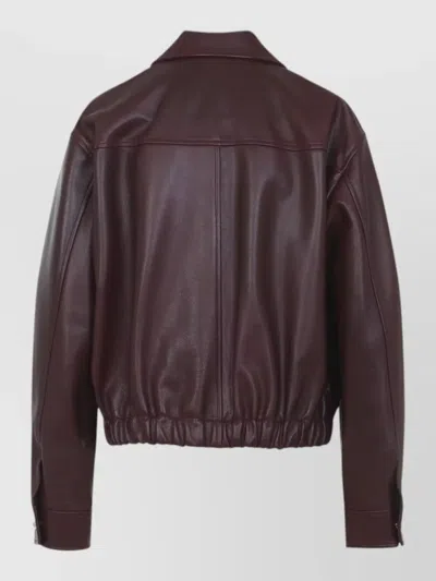 Versace Buffalo Leather Jacket Collared Design In Brown