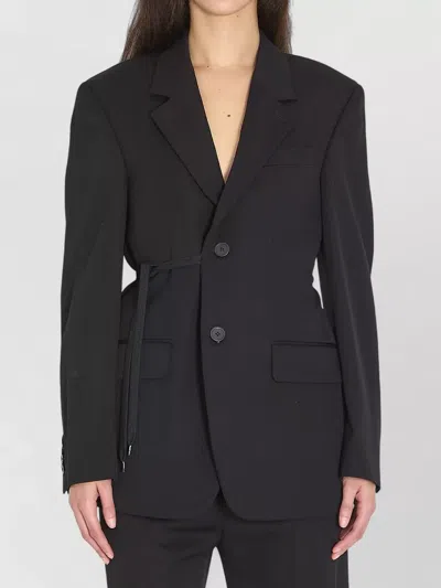 Balenciaga Tailored Wrap Wool Jacket Regular Fit In Black