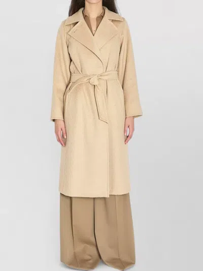 Max Mara Riccio Camel Drape Coat Belt In Neutral