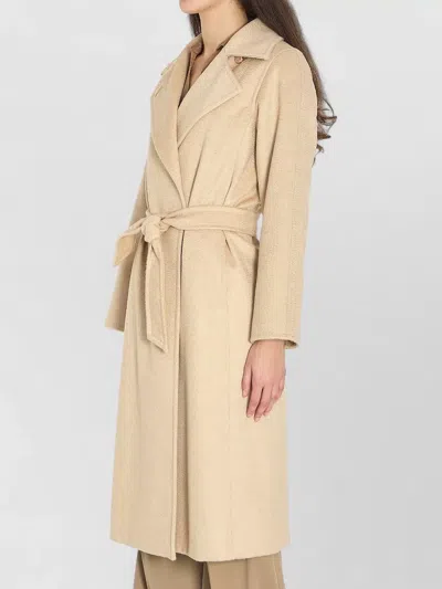Max Mara Riccio Camel Drape Coat Belt In Neutral