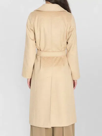 Max Mara Riccio Camel Drape Coat Belt In Neutral