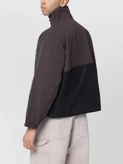 Brain Dead Brown Zip Jacket With Check Motif In Brown