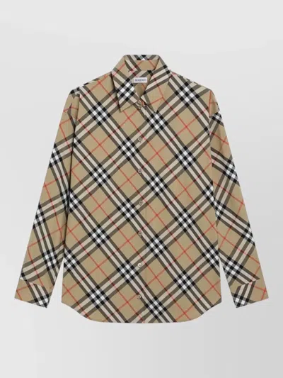 Burberry Check Pattern Shirt Long Sleeves Buttoned Cuffs In Animal Print