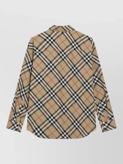 Burberry Check Pattern Shirt Long Sleeves Buttoned Cuffs In Animal Print