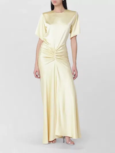 The Andamane Vanilla-coloured Iris Dress With Draping In Yellow