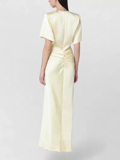 The Andamane Vanilla-coloured Iris Dress With Draping In Yellow