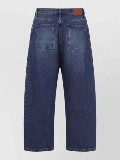 Studio Nicholson Paolo Wide Leg Denim Trousers Belt Loops In Blue
