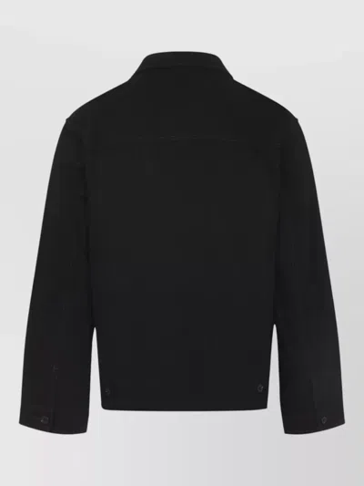 Lemaire Collared Boxy Jacket Front Pockets Stitching In Black