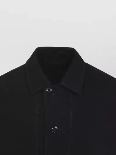 Lemaire Collared Boxy Jacket Front Pockets Stitching In Black