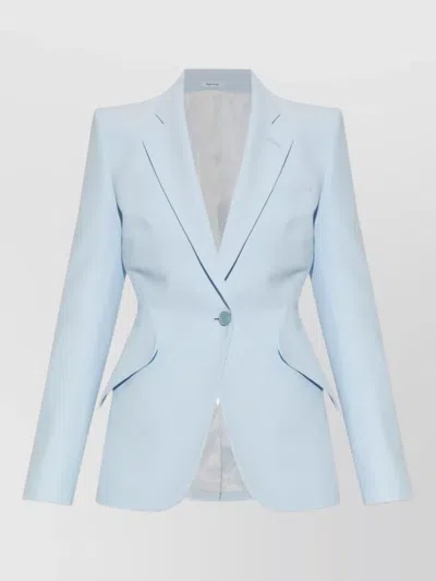 Alexander Mcqueen Tailored Jacket Back Vent Front Flap Pockets In Blue