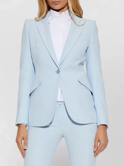 Alexander Mcqueen Tailored Jacket Back Vent Front Flap Pockets In Blue