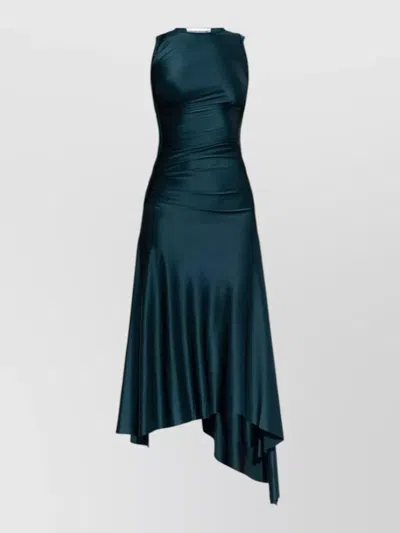 Victoria Beckham Womens Dark Teal Twist Asymmetric-hem Woven Midi Dress In Blue