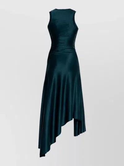 Victoria Beckham Womens Dark Teal Twist Asymmetric-hem Woven Midi Dress In Blue