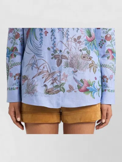 Etro Buttoned Shirt Floral Pattern Collared Neck In Purple