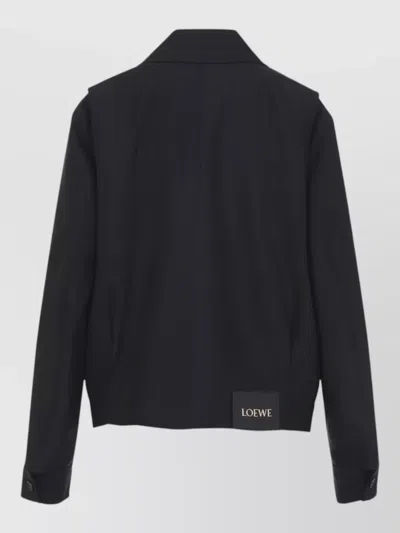 Loewe Jacket Belted Long Sleeves Point Collar In Black
