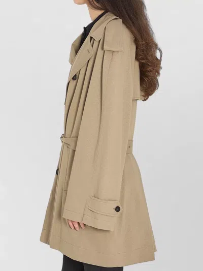 Balenciaga Short Cocoon Trench Cotton Twill Coat In Brown
