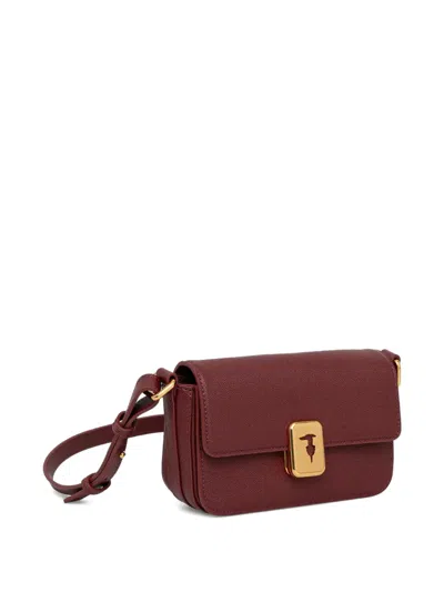 Trussardi Mini Cameo Cross Body Bag In Burgundy