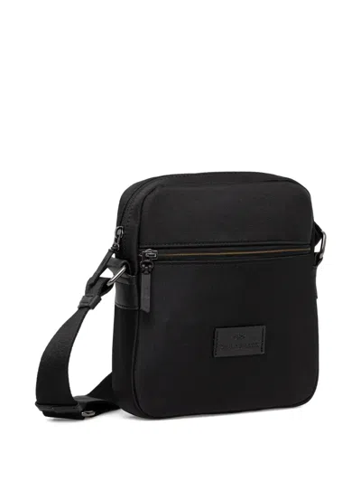 Paul & Shark Zip-up Messenger Bag In Black