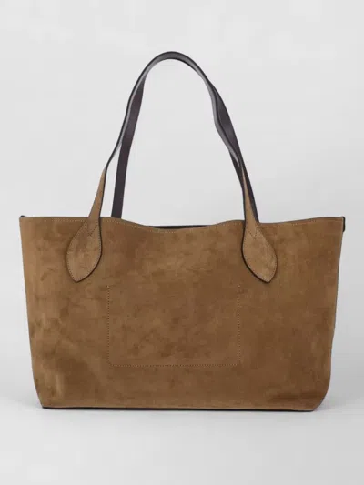 Mulberry Tote Bag Dual Handles Rectangular Suede In Brown