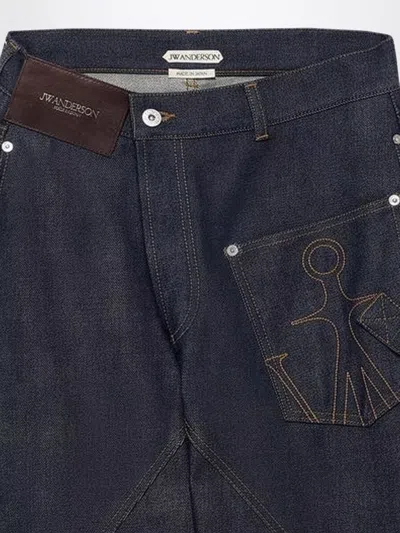 Jw Anderson Twisted Denim Wide Leg Jeans Belt Loops In Animal Print