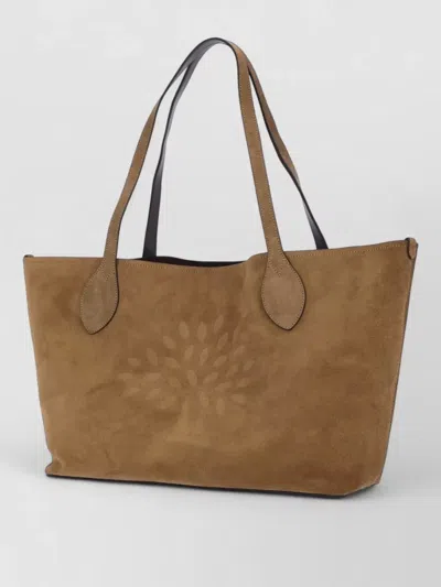Mulberry Tote Bag Dual Handles Rectangular Suede In Brown