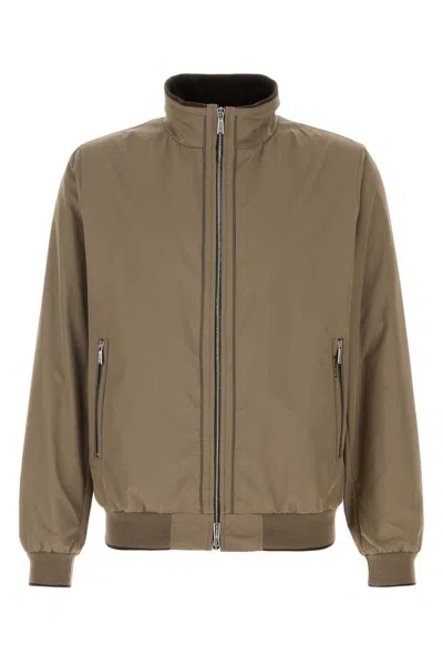 Moorer Polyester Manetti Jacket High Collar Design In Brown