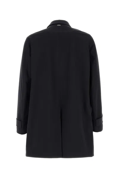 Herno Navy Blue Polyester Raincoat In Black
