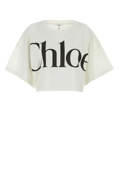 Chloé Chloe Women Ivory Cotton Oversize T-shirt In Neutral