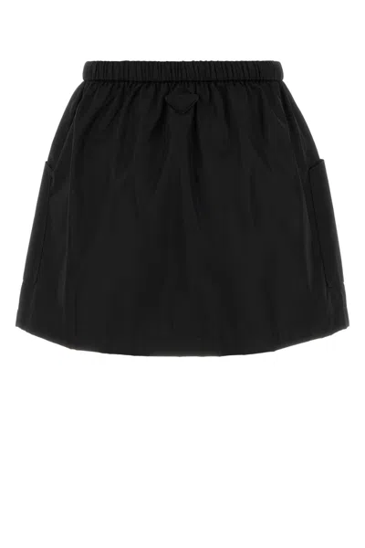 Prada Black Re-nylon Mini Skirt In Multi