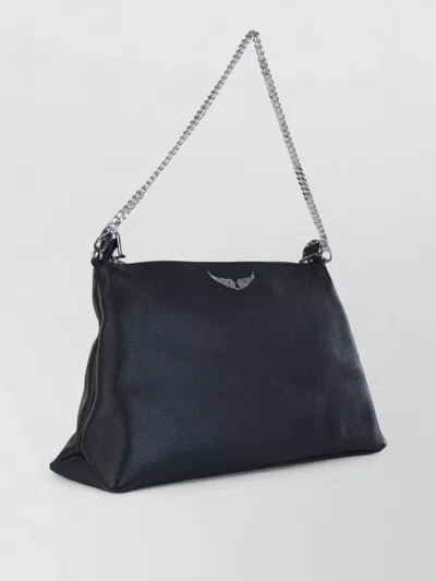 Zadig & Voltaire Shoulder Bag Adjustable Chain Strap Textured Surface In Blue