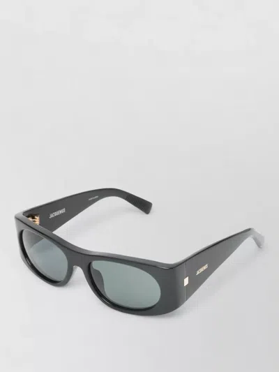 Jacquemus Rectangular Sunglasses Dark Lenses Thick Frame In Black