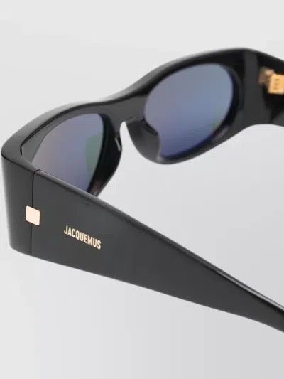 Jacquemus Rectangular Sunglasses Dark Lenses Thick Frame In Black
