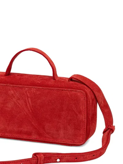 Msgm Suede Satchel In Red