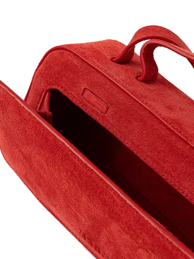 Msgm Suede Satchel In Red