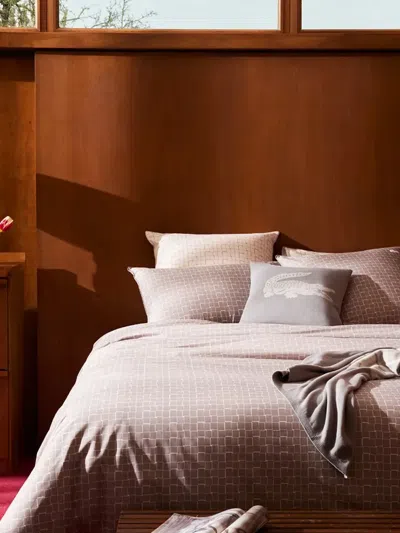 Lacoste Jacquard Grid Duvet Cover In Gray